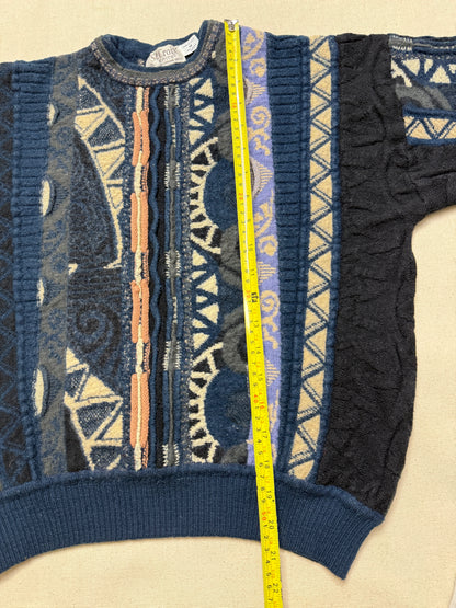90s Kids Youth Vintage Coogi Style 100% Pure Wool Sweater / Made in USA / 7y 8y 9y