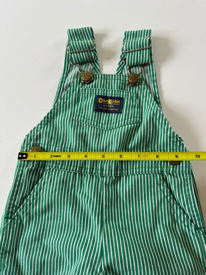 90s Kids Toddler Infant Vintage Baby B’Gosh Oshkosh Green White Stripe Overall //12m / Made in USA