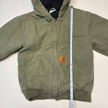 2000s Kids Army Green Active Carhartt Hooded Thick Jacket  7Y