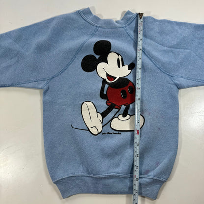80s Kids Vintage Disney Mickey Mouse Light Blue Pullover Crew Sweatshirt M 6Y 7Y 8Y Made in USA