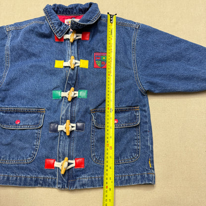 90s Kids Vintage Gymboree Rainbow Tag Quilted Lined Denim Toggle Jacket / 5y 6y 7y