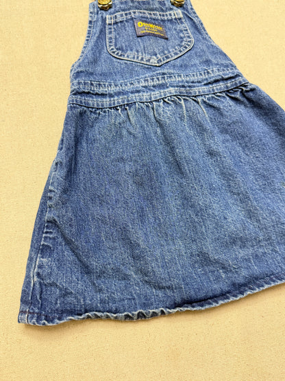 90s Kids Toddler Vintage Oshkosh Bgosh Cross Back Simple Casual Denim Dress / 18m 24m 2T / Made in USA