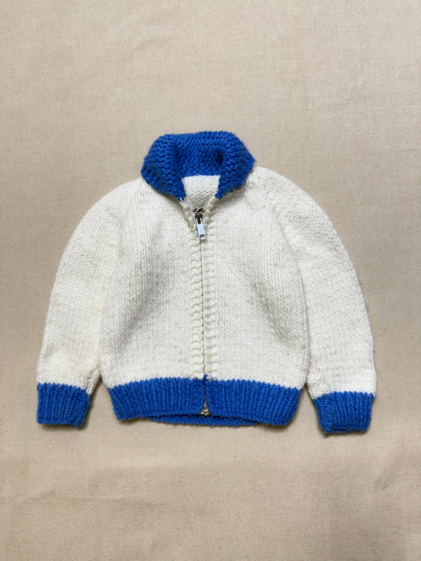 80s Kids Toddler Vintage Locomotive Engine Train Embroidered YKK Zipper Shawl Collar Cowichan Sweater / 2T 3T 4T