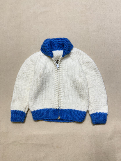 80s Kids Toddler Vintage Locomotive Engine Train Embroidered YKK Zipper Shawl Collar Cowichan Sweater / 2T 3T 4T