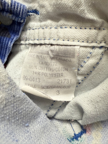 90s Kids Toddler Vintage Oshkosh Bgosh Train Pattern Blue Corduroy Overall / 2T 3T