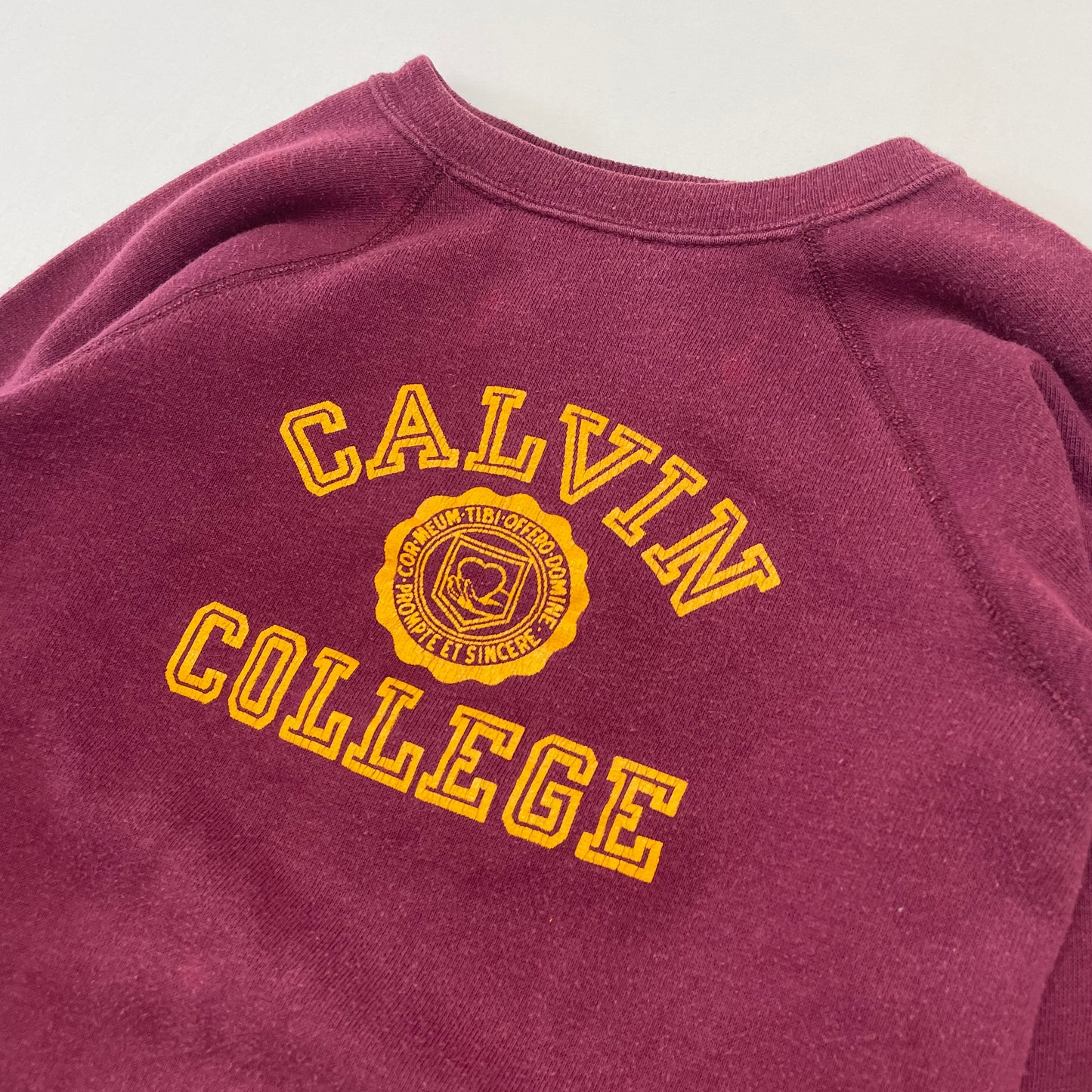 80s Kids Youth Vintage Champion Calvin College Michigan Burgundy Sweatshirt / 8y-10y / Acrylic Cotton / Made in USA