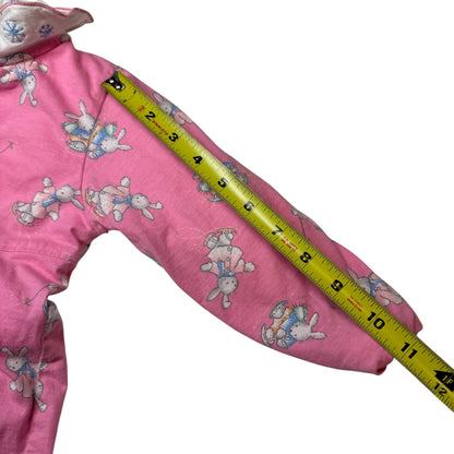 90s Kids Baby Vintage Oshkosh B’Gosh Bunny AOP Print Thick Lined Winter Onesie Romper Longsleeve Cotton Top / 18m/