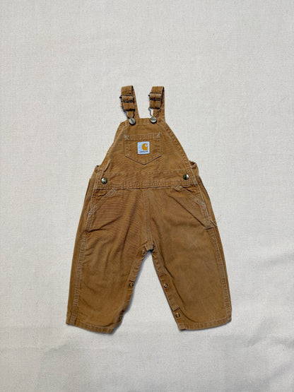 90s  Kids Infant Vintage Carhartt Canvas Bib Light Brown Overall / 9m 12m 18m