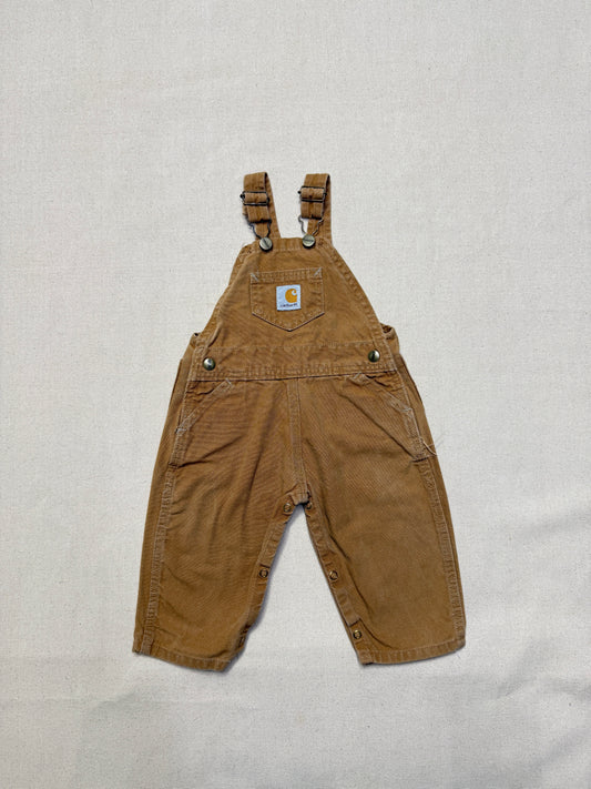 90s  Kids Infant Vintage Carhartt Canvas Bib Light Brown Overall / 9m 12m 18m