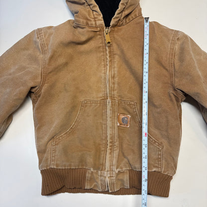 2005 Kids Active Brown Carhartt Lined Thick Warm Hooded Jacket M 8Y