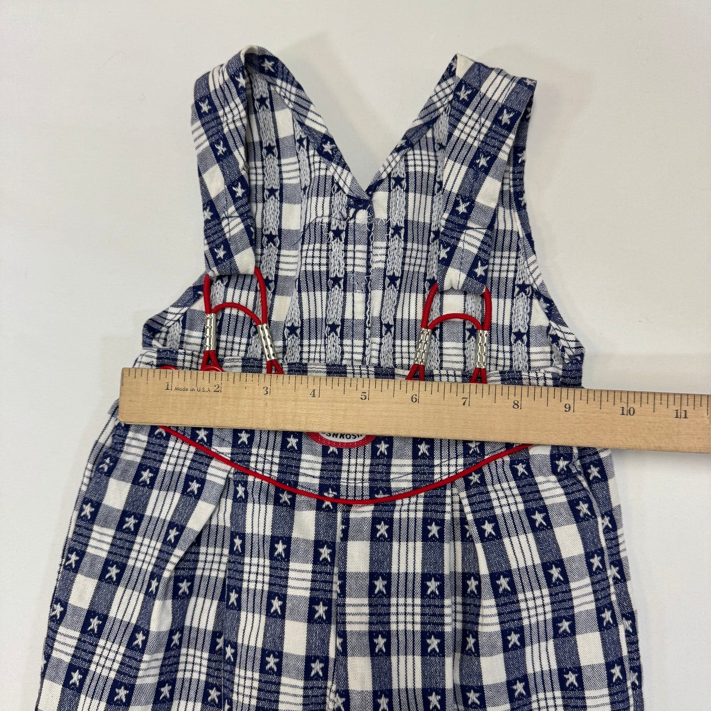 90s Kids Toddler Infant Vintage Baby B’Gosh Oshkosh 2 Piece Set Navy White Star Pattern Overall White T-shirt/ 3m 6m 24m/ Made in USA