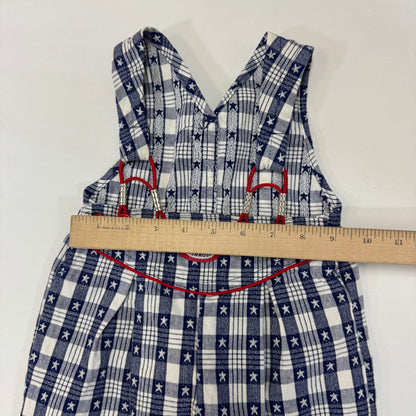 90s Kids Toddler Infant Vintage Baby B’Gosh Oshkosh 2 Piece Set Navy White Star Pattern Overall White T-shirt/ 3m 6m 24m/ Made in USA