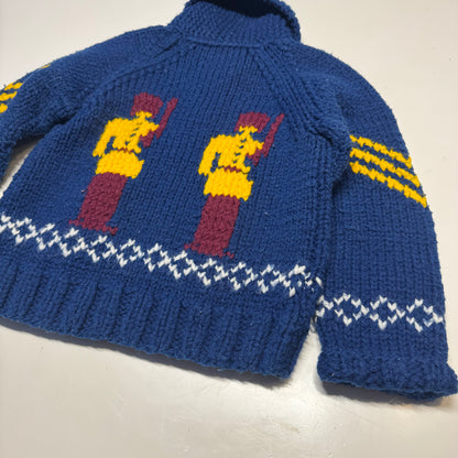 70s 80s Kids Toddler Vintage Royal Guard Embroidered Shawl Collar Cowichan Sweater 2Y 3Y 4Y
