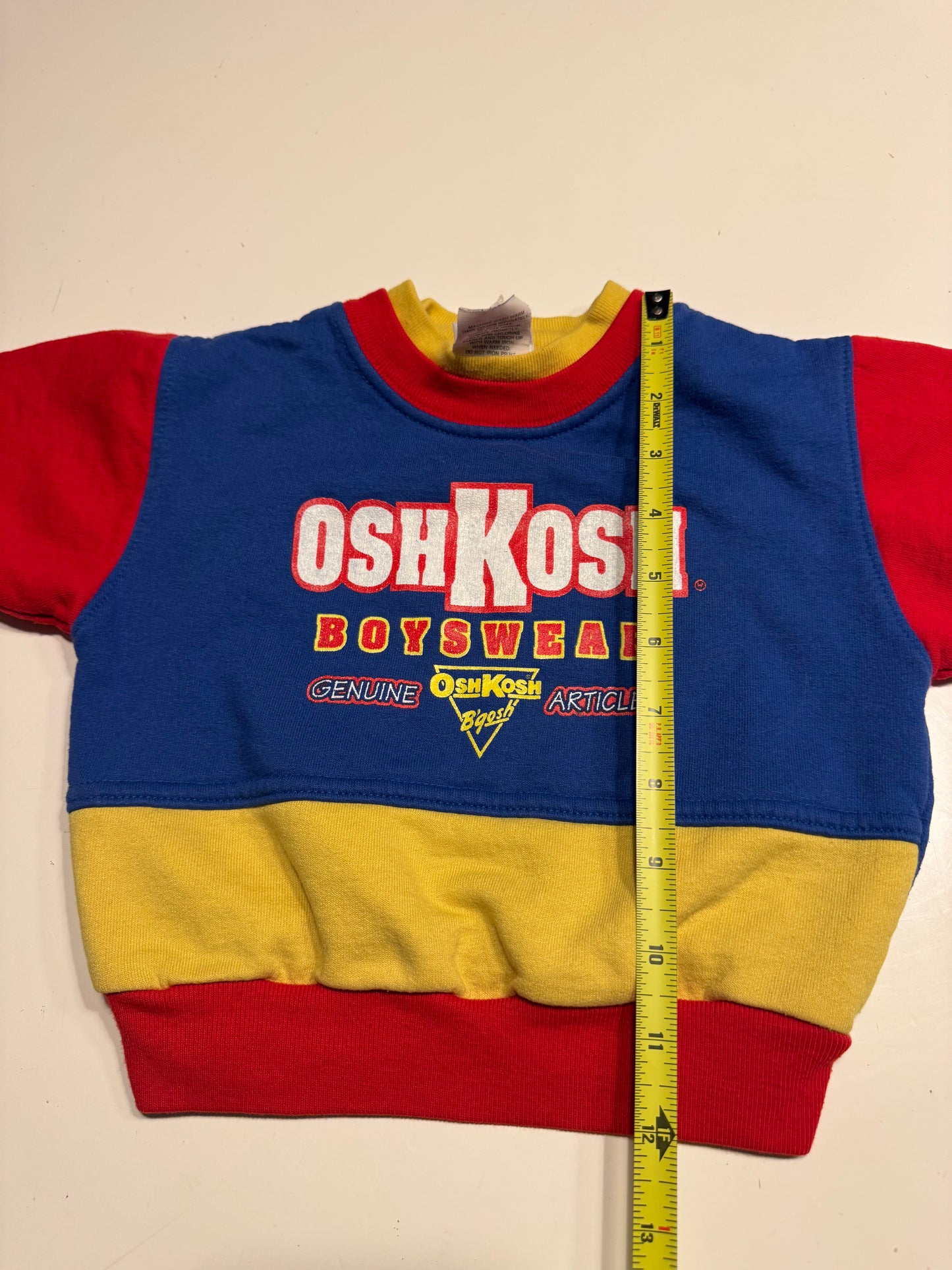 90s Kids Toddler Infant Vintage Baby B’Gosh Oshkosh Multicolour Blue Red Yellow Pullover Sweatshirt//12m
