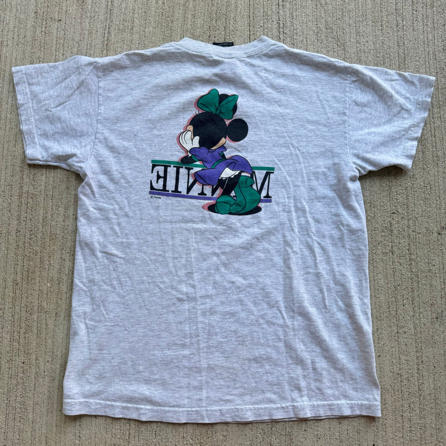 90s Kids Vintage Disney Minnie Mouse Florida Double Sided Gray 100% Cotton T-Shirt