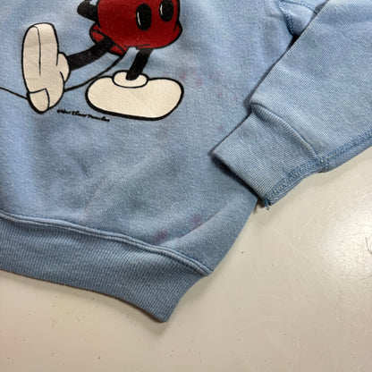 80s Kids Vintage Disney Mickey Mouse Light Blue Pullover Crew Sweatshirt M 6Y 7Y 8Y Made in USA