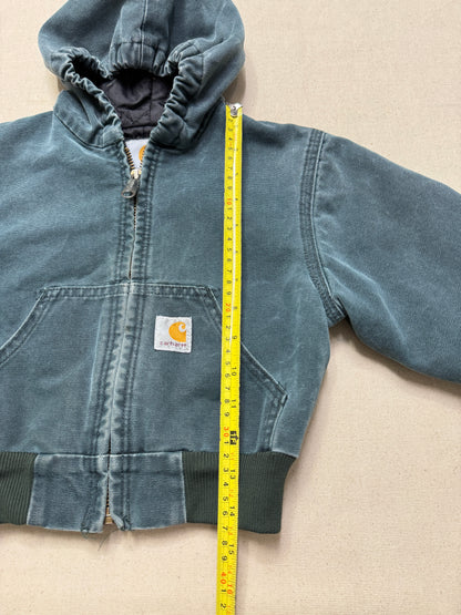 1999 90s Kids Toddler Vintage Carhartt Dark Green Quilted Lined Hooded Active Jacket / 2T 3T 4T
