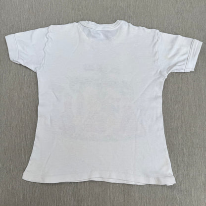 70s Kids Vintage Sweden Cute Print Design Off White Short Sleeve T-Shirt Made in Sweden 3Y 4Y 5Y