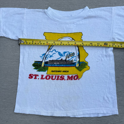 60s Kids Toddler Vintage Gateway Arch St Louis, Missouri Souvenir Single Stitch Short Sleeve T-Shirt 3Y 4Y 5Y Baby Tee