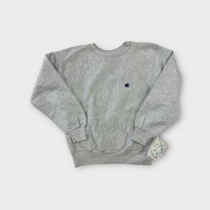 Deadstock NWT 90s Reverse Weave Kids Champion Grey Pullover Sweatshirt M 10/12Y