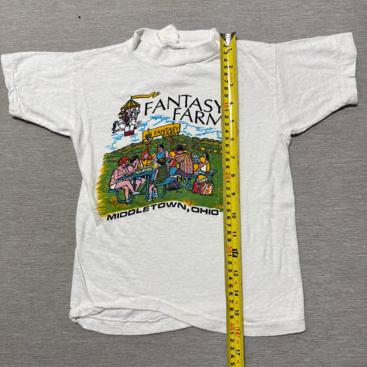 60s Kids Vintage Fantasy Farm Middletown Ohio Souvenir Single Stitch Short Sleeve 100% Cotton T-Shirt Baby Tee