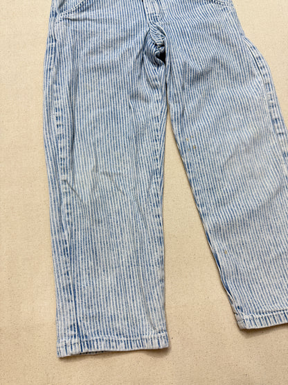 80s 90s Kids Vintage Oshkosh Bgosh Hickory Stripe Suspender Unique Design Slim Straight Overall / 4T 5T / Made in USA