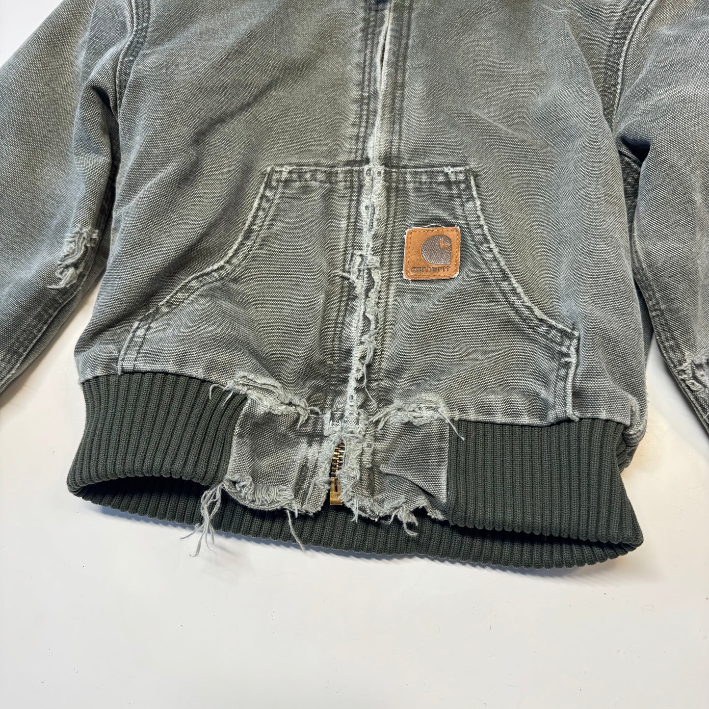 2006 Kids Toddler Vintage Active Dark Green Hooded Carhartt Jacket XS 4Y 5Y