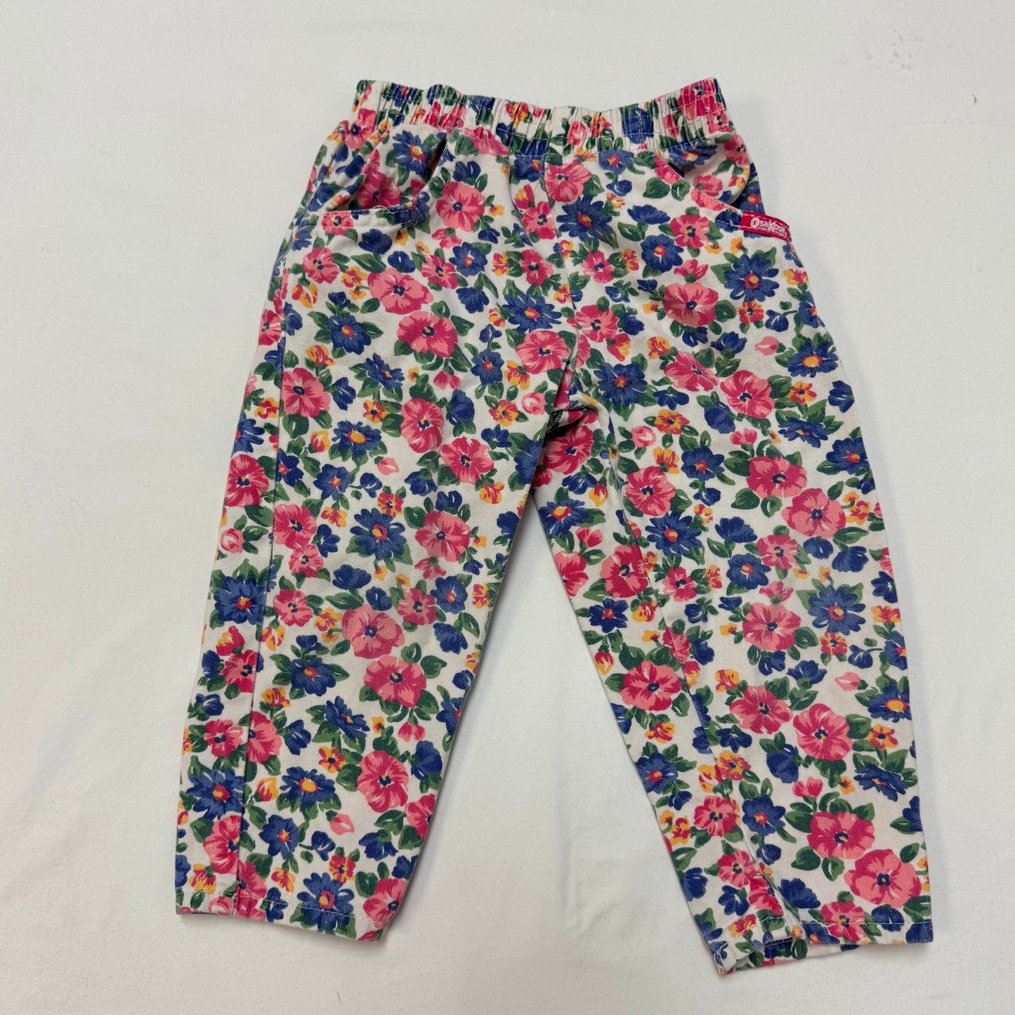 90s Kids Toddler Vintage Baby B’Gosh Oshkosh Floral All Over Print Pant White Tshirt 2pc Set / 24m 2T/ Made in USA Baby