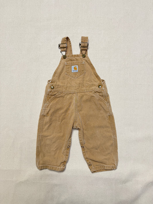 90s 2000 Kids Infant Vintage Carhartt Canvas Bib Light Brown Overall / 12m 18m 24m