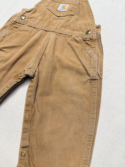 90s  Kids Infant Vintage Carhartt Canvas Bib Light Brown Overall / 9m 12m 18m