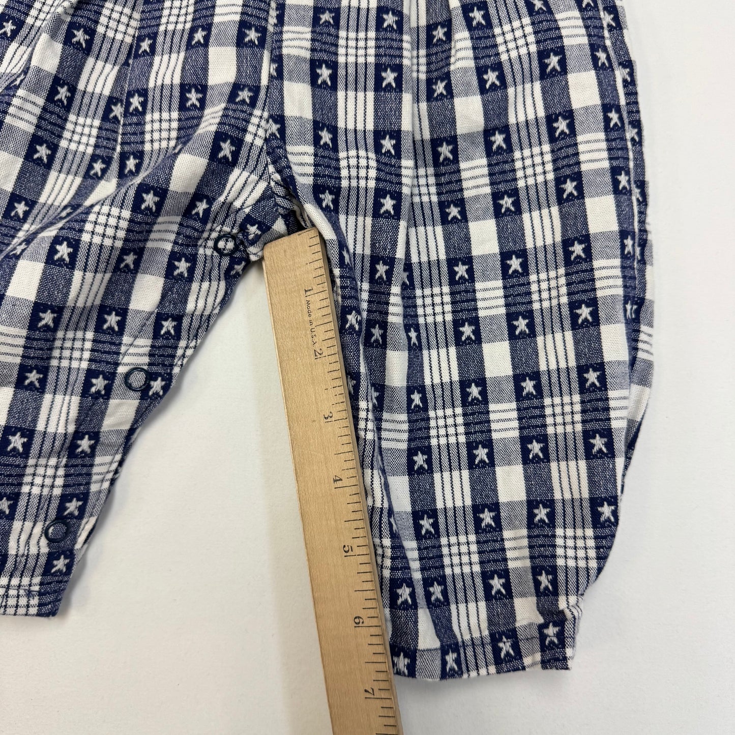 90s Kids Toddler Infant Vintage Baby B’Gosh Oshkosh 2 Piece Set Navy White Star Pattern Overall White T-shirt/ 3m 6m 24m/ Made in USA