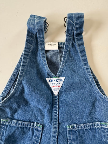 90s Kids Toddler Infant Vintage Baby B’Gosh Oshkosh Blue Denim 100% Cotton Shortalls //6m / Made in USA