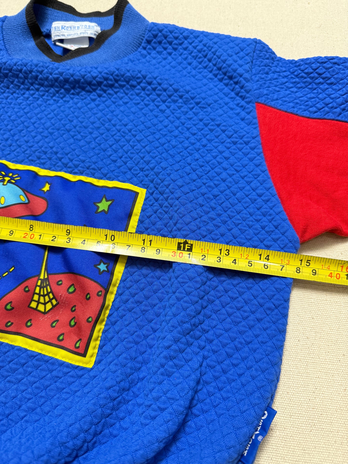 80s 90s Vintage Oshkosh Bgosh Galaxy UFO Multicolour Waffle Longsleeve Top / 3T 4T / Made in USA