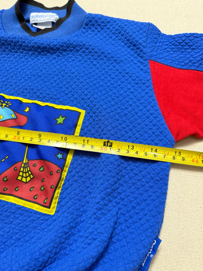 80s 90s Vintage Oshkosh Bgosh Galaxy UFO Multicolour Waffle Longsleeve Top / 3T 4T / Made in USA