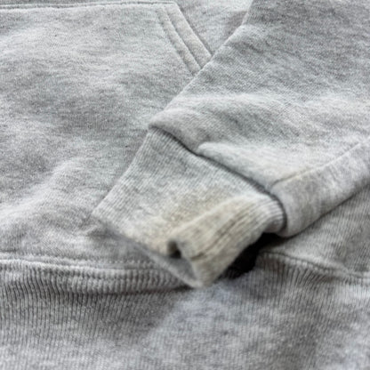 90s Kids Russell Light Gray Hooded Pullover Sweatshirt Hershey Big Logo M 10Y 11Y 12Y Made is USA