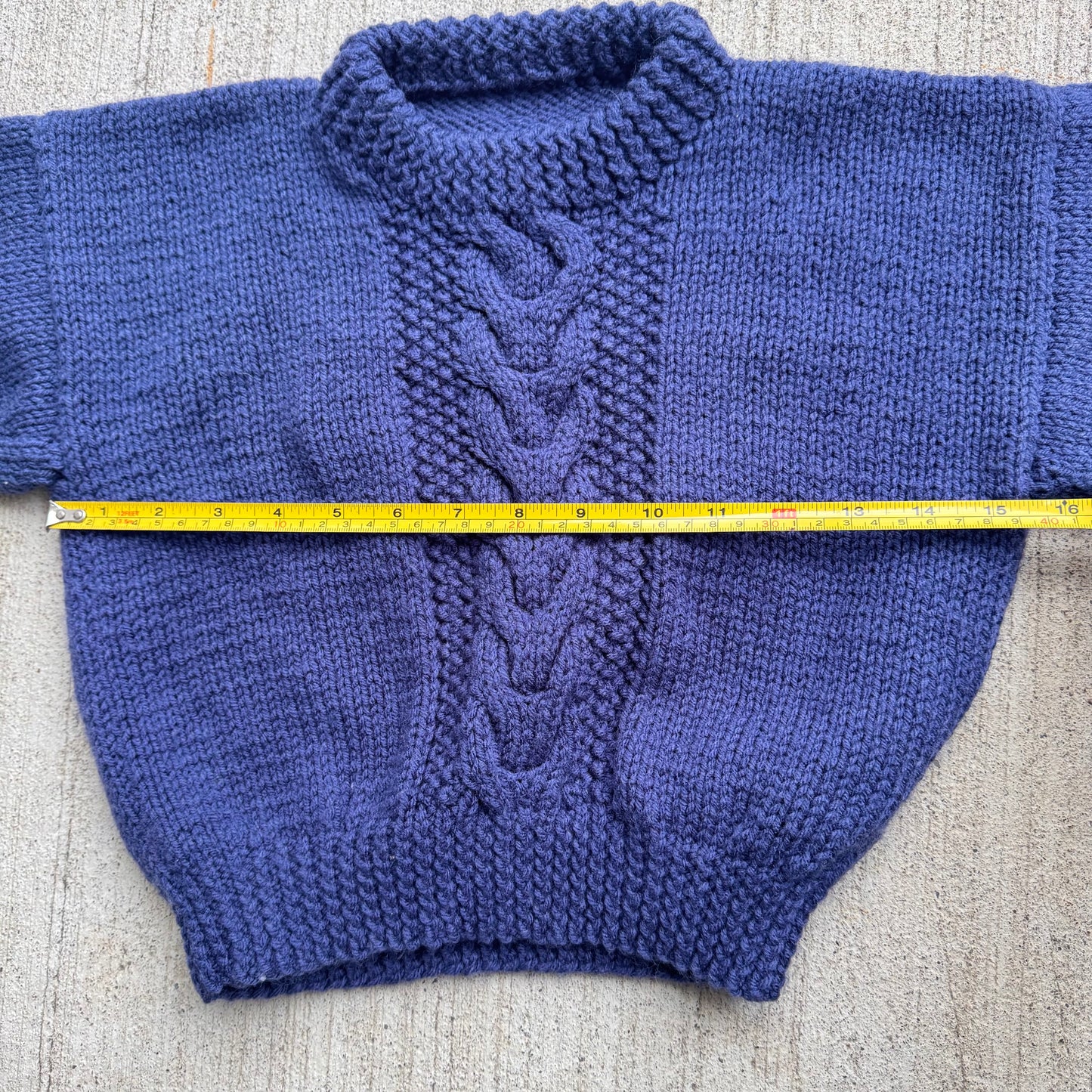 Kids Vintage Navy Dark Blue Hand Knit Pullover Sweater 4Y 5Y 6Y