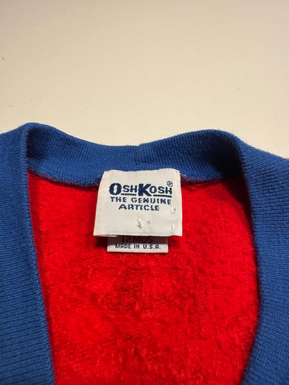 90s Kids Toddler Infant Vintage Baby B’Gosh Oshkosh Multicolour Train Big Print Red Green Yellow Blue Sweat Cardigan //12m / Made in USA