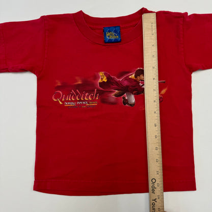 2002 Kids Toddler Vintage Harry Potter Seeker Quidditch Warner Bro Red T-Shirt 4Y 5Y 6Y Baby Tee