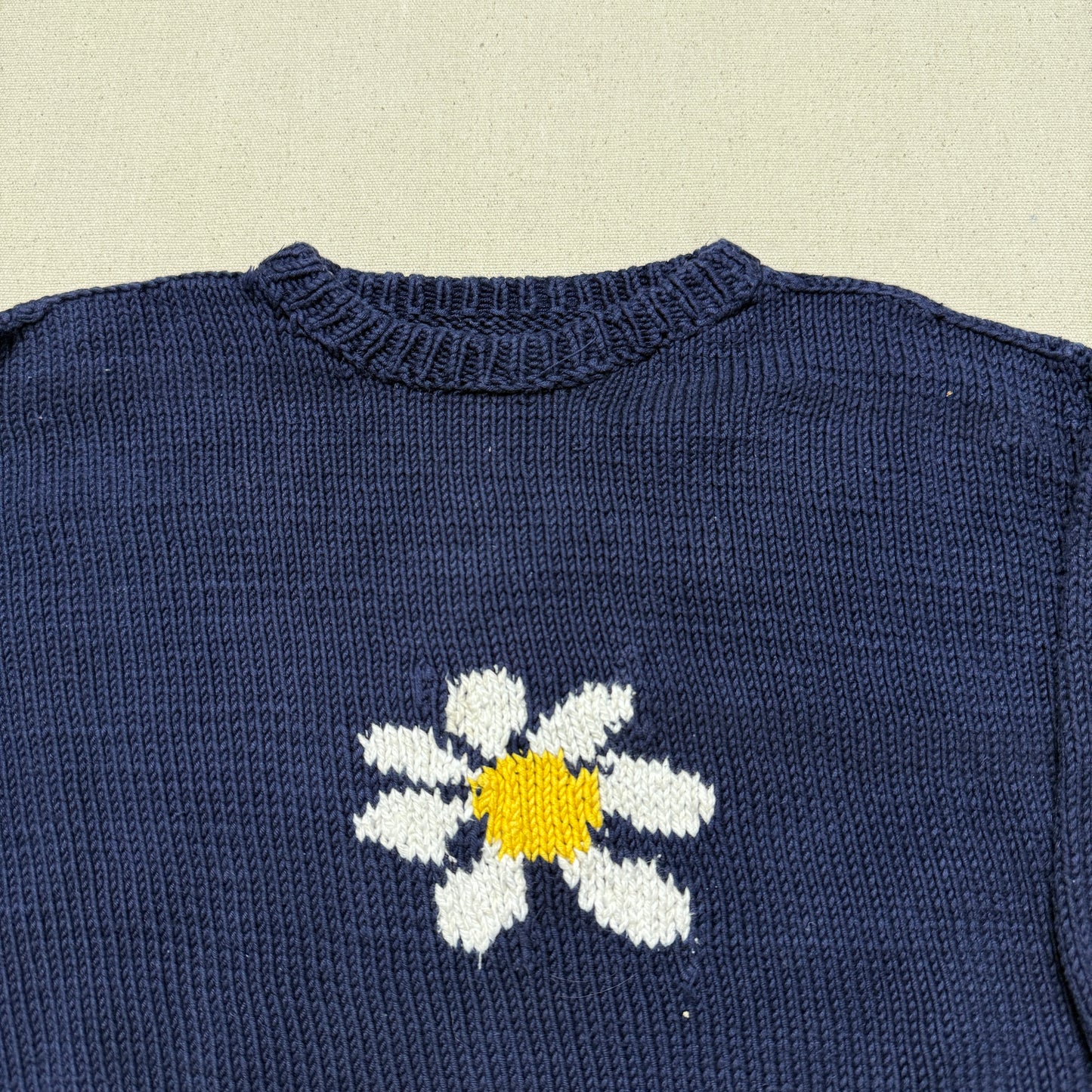 80s 90 Kids Toddler Vintage Flower Embroidered Simple Design Cotton Knit Sweater / 3T 4T 5T