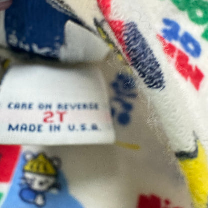 90s Kids Toddler Vintage Oshkosh Bgosh “ Mice at work” AOP Turtleneck Longsleeve Top / 2T/Made in USA