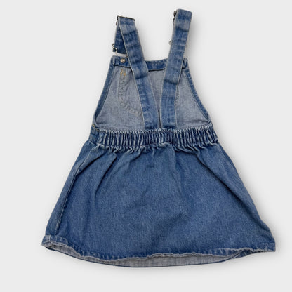 90s Kids Toddler Oshkosh Denim 100% Cotton Dress With Adjustable Straps 18m 2T Made In USA