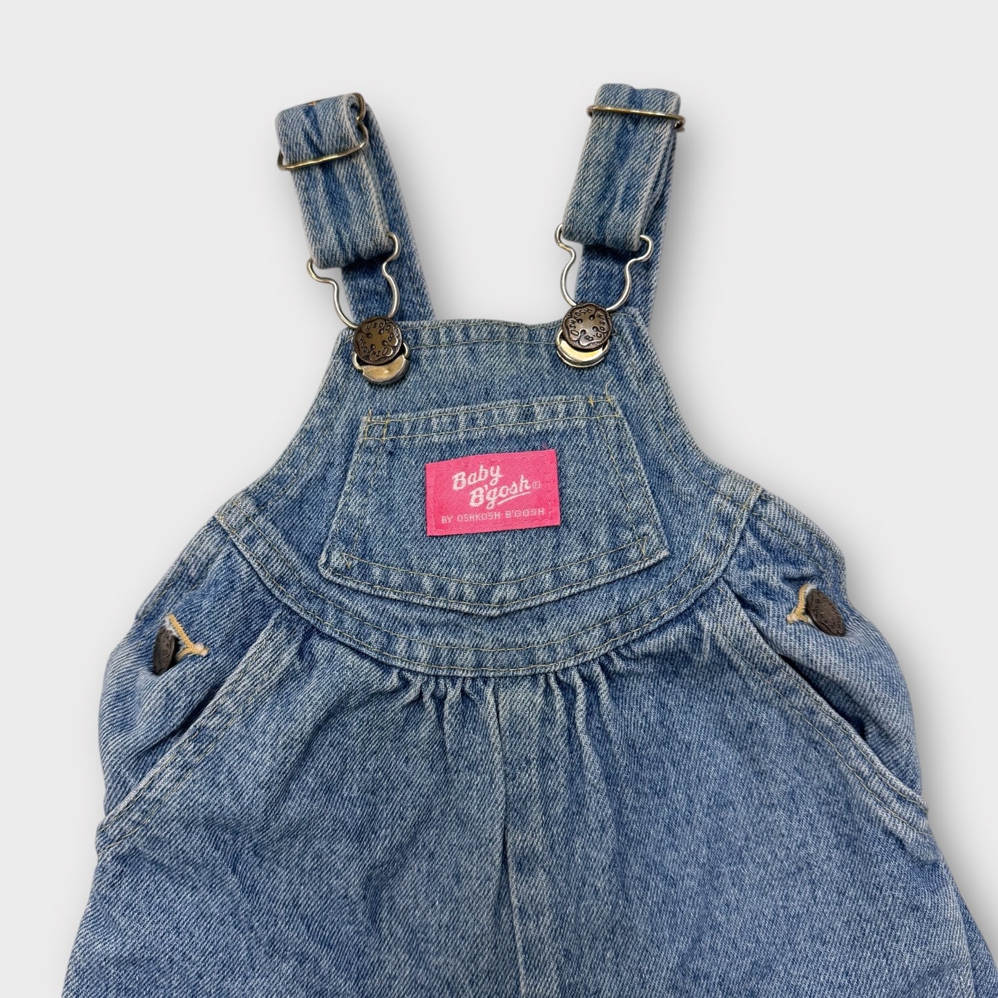 90s Baby Vintage Oshkosh Denim Overall Made in USA 12m Pink Label