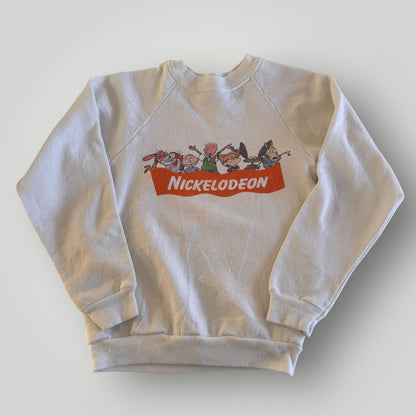 90s Kids Vintage White Nickelodeon Crew Sweatshirt Made In USA 7Y 8Y 9Y