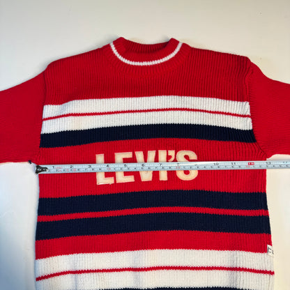 Vintage Kids Levi’s Striped Red White Navy Knit Pullover Sweater 4Y 5Y 6Y