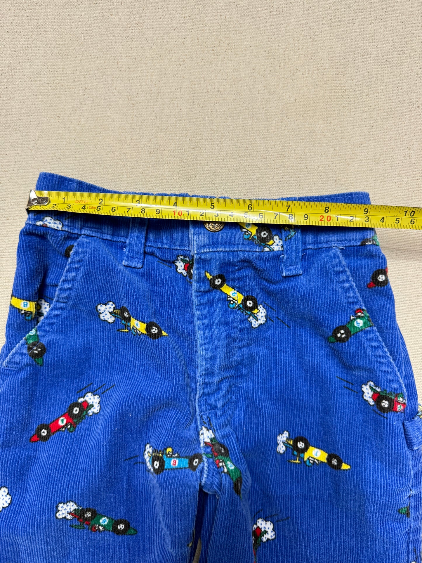 80s 90s Kids Toddler Vintage Oshkosh Bgosh Racing Car AOP Corduroy Painter Pants / 4T 5T / Made in USA