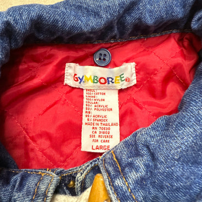 90s Kids Vintage Gymboree Rainbow Tag Quilted Lined Denim Toggle Jacket / 5y 6y 7y