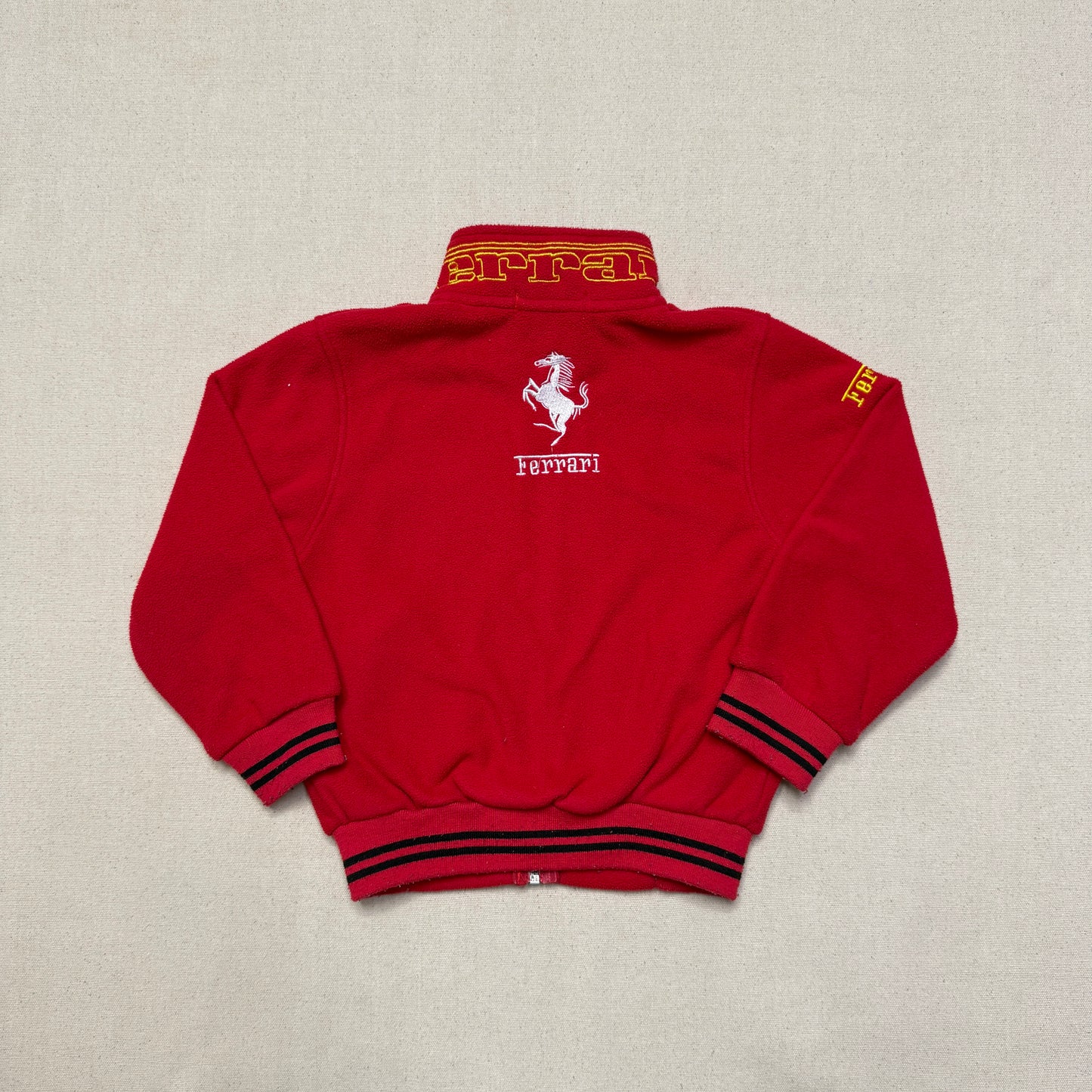 90s 2000' Kids Toddler Vintage Ferrari Shell Red Full Zip Up Racing Fleece Jacket / 3T 4T 5T