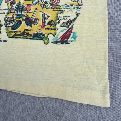 70s Kids Toddler Vintage Georgia State Print Souvenir Light Yellow Single Stitch Short Sleeve T-Shirt 2T 3T