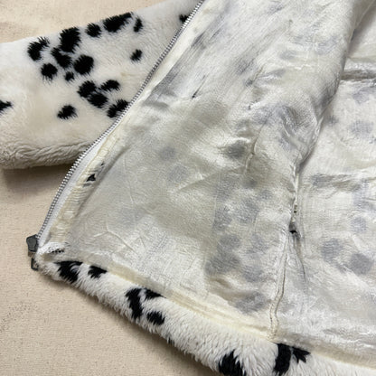 90s Kids Vintage Dalmatian Faux Fur Lined Zip Up Hooded jacket / 5y 6y