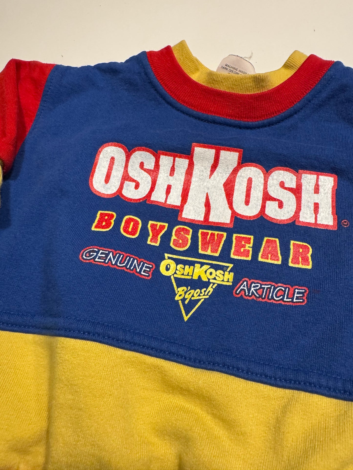 90s Kids Toddler Infant Vintage Baby B’Gosh Oshkosh Multicolour Blue Red Yellow Pullover Sweatshirt//12m